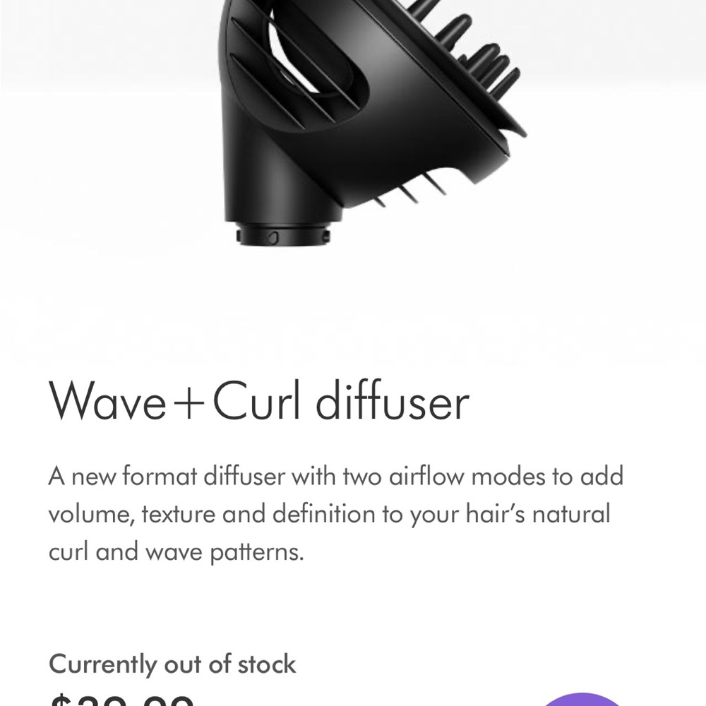 Dyson Airwrap Black Wave+ Curl Diffuser Attachment